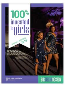 cover of the 2019 big sister annual report showing two girls walking