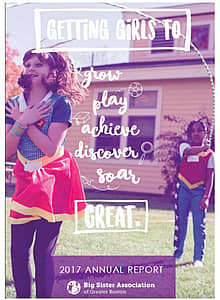 cover of the 2017 big sister annual report showing girls jumping rope